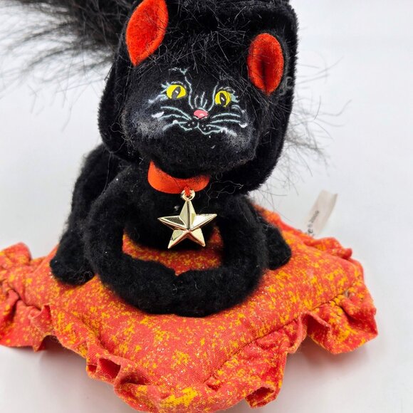 Annalee 2009 Moonlight Witch Cat On Pillow Halloween Black Orange Kitten Doll - Picture 10 of 14